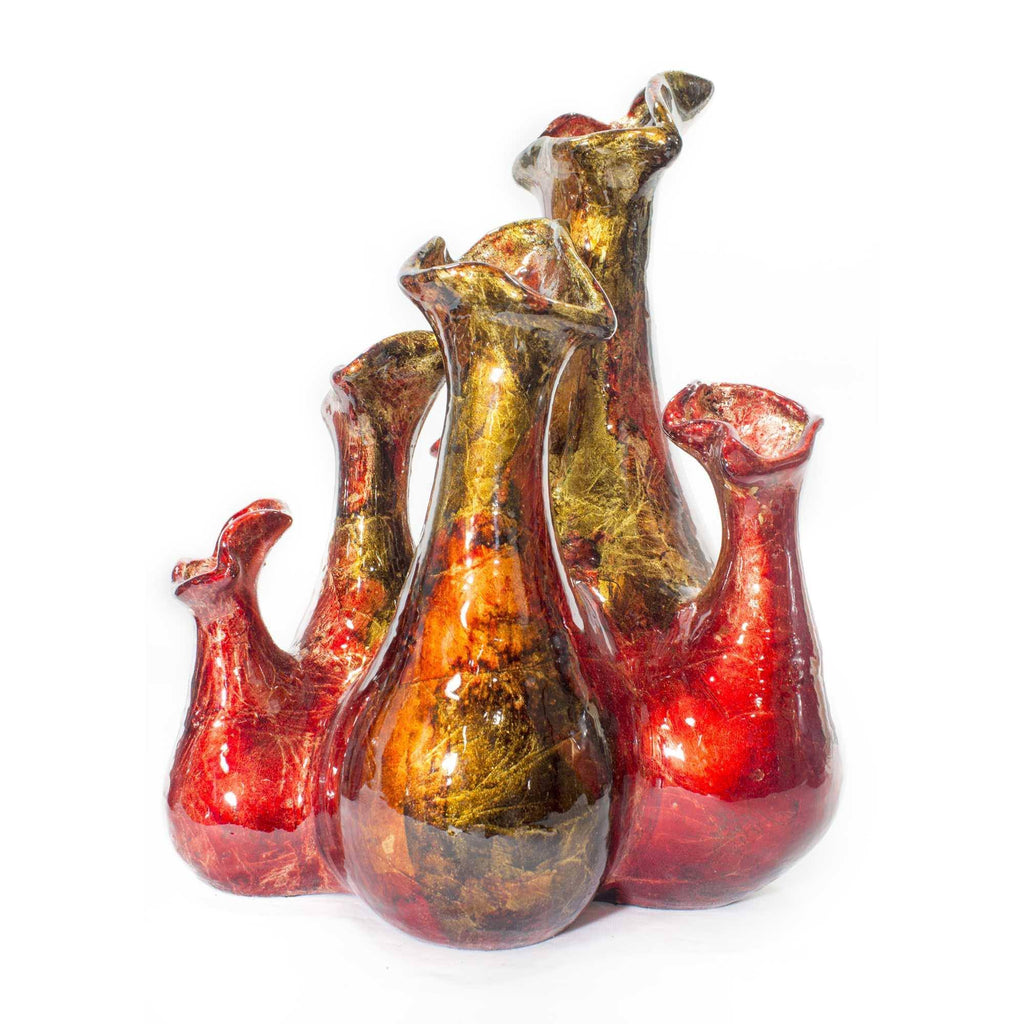 Copper Red Gold Ceramic 5-Bud Vase L493405