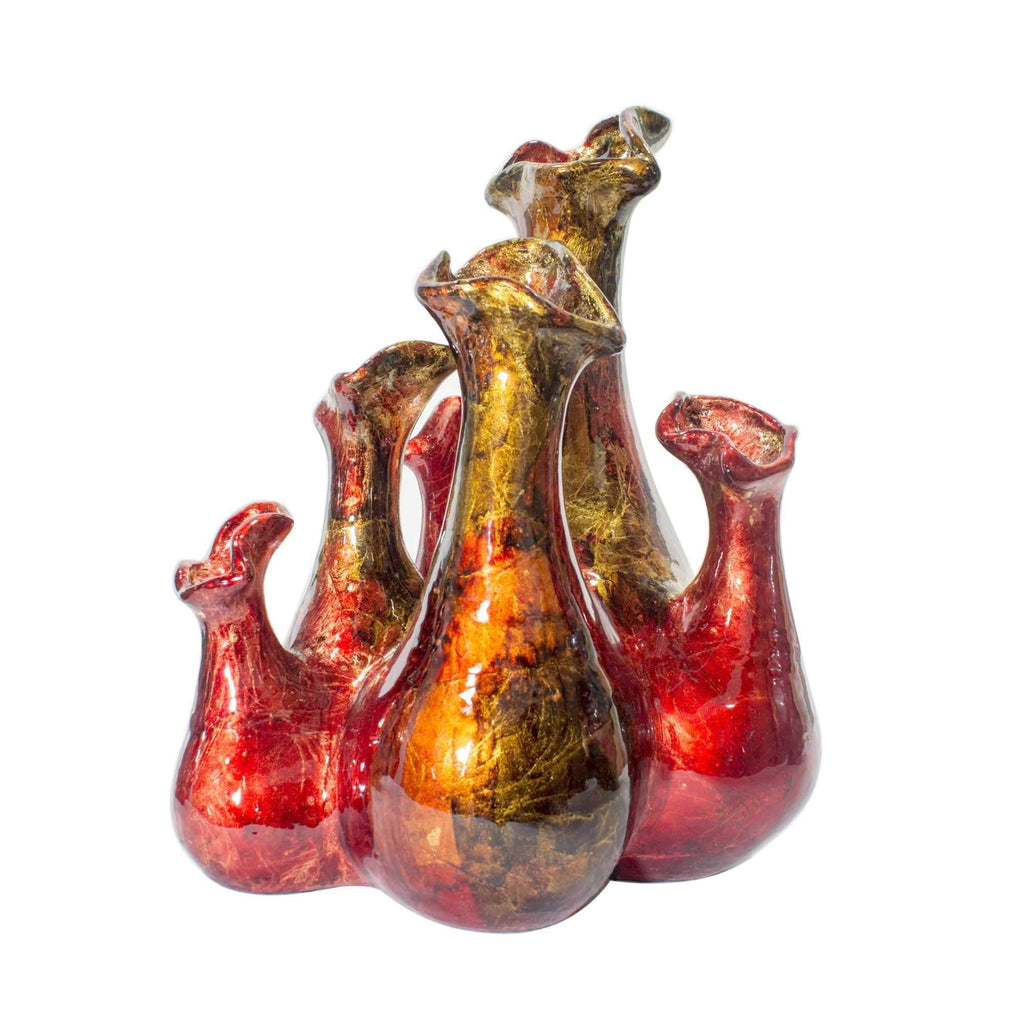 Copper Red Gold Ceramic 5-Bud Vase L493405