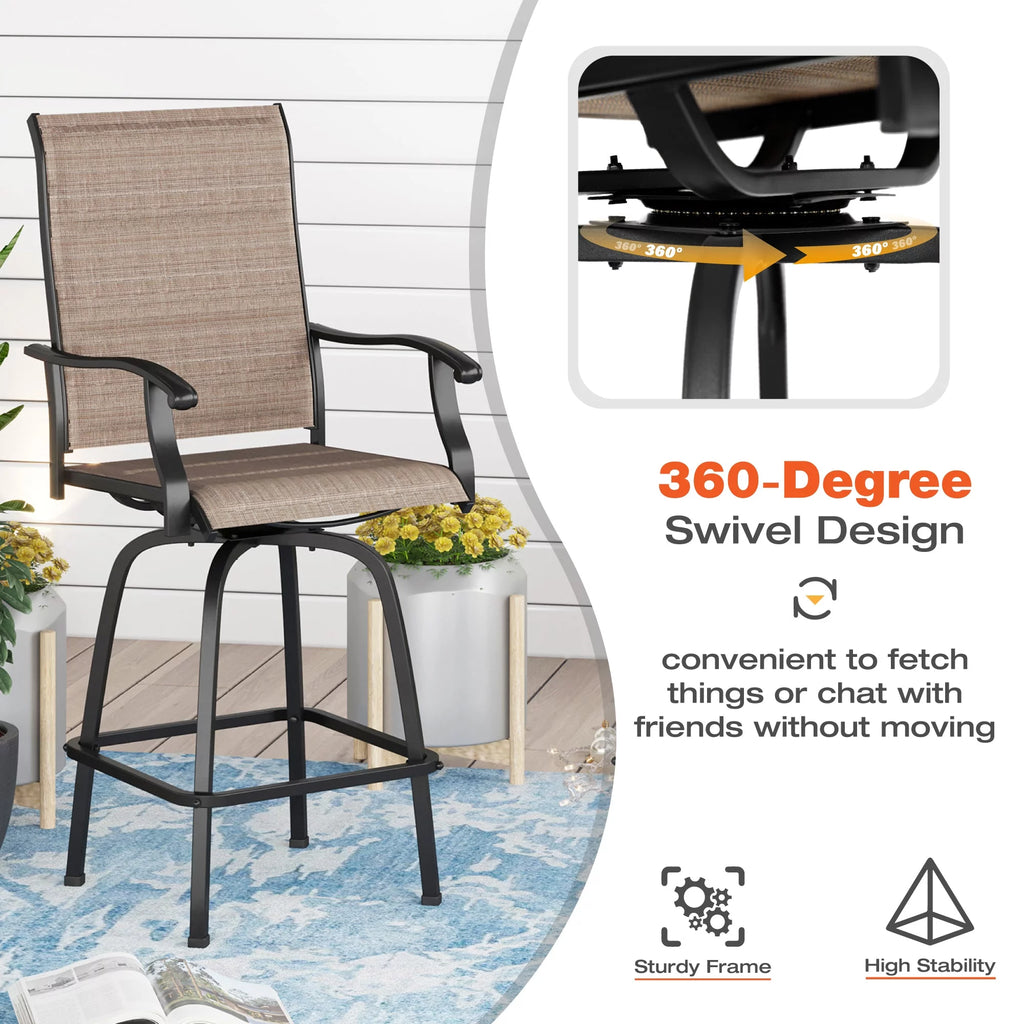 5 Piece Patio Bar Set with Swivel Stool and Table E471