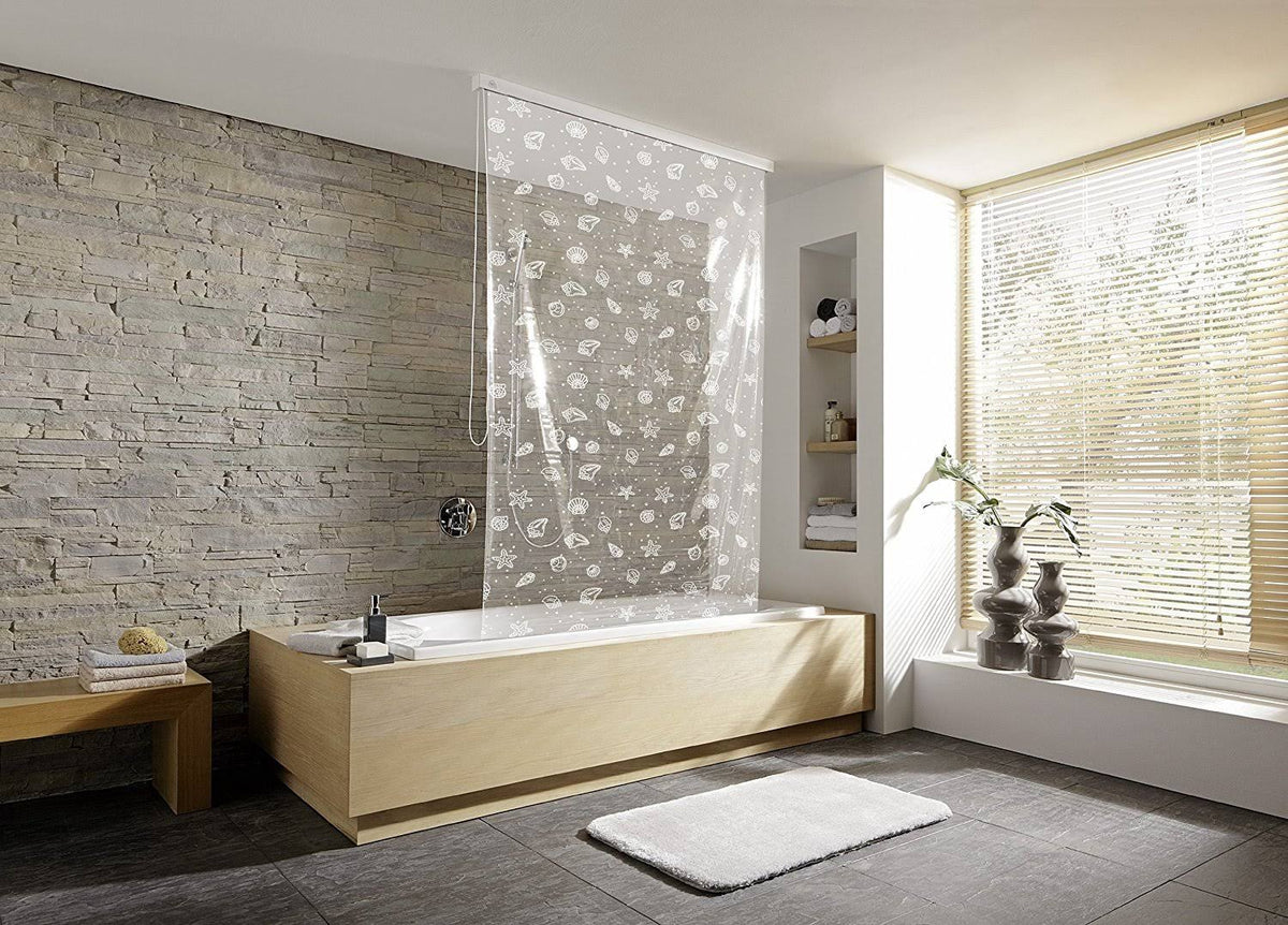 White Shower Roller Blind Empty Cassettes 128 x 240 cm Q1650