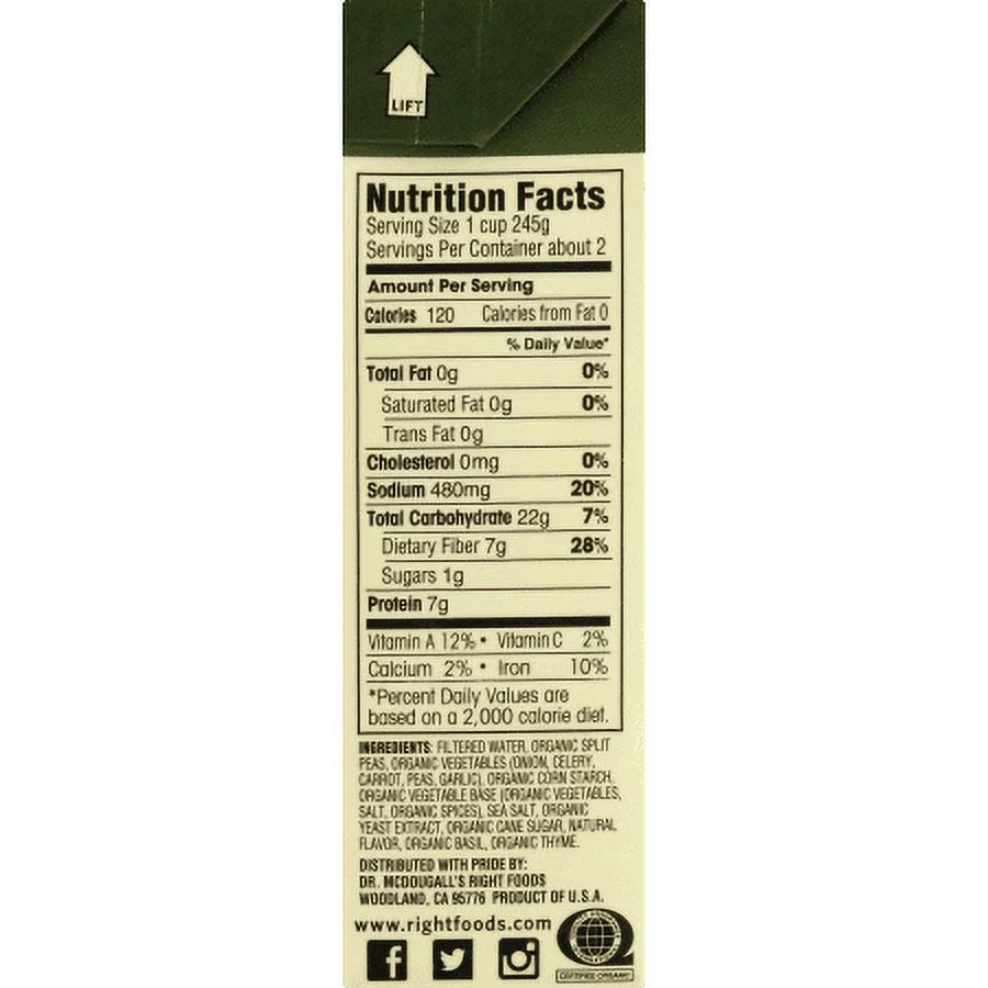 Organic Split Pea Lower Sodium Soup 17.6 oz L8171