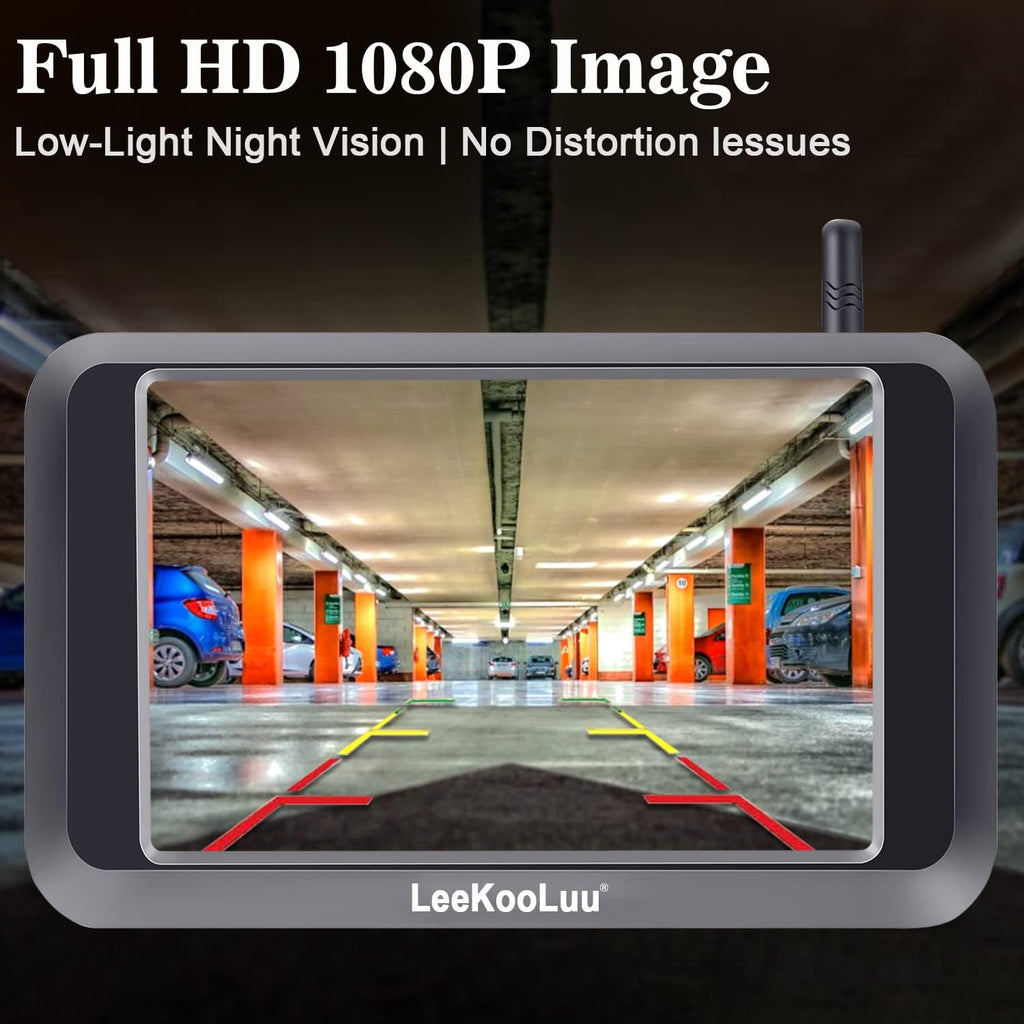 Wireless Backup Camera with 5'' Monitor Full HD 1080P Bluetooth Rear View Camera W44617