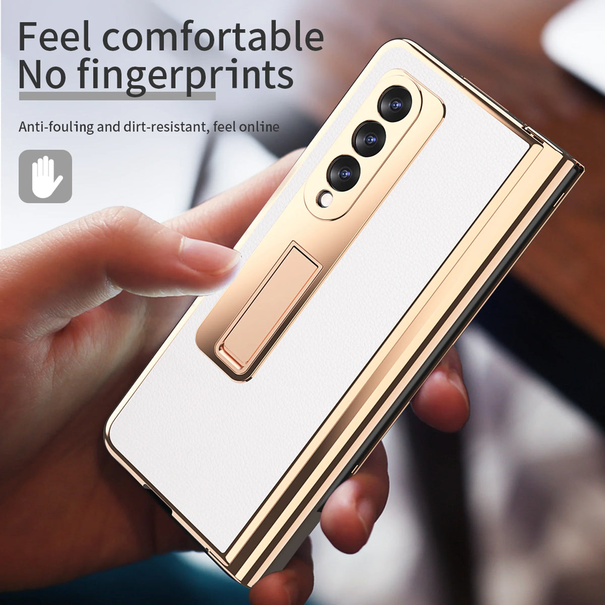 White PU Leather Shockproof Phone Case with Built in Glass Screen Protector Z3944