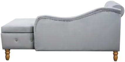 Velvet Chaise Lounge Chair with Button Tufted and Lumbar Pillow Q926