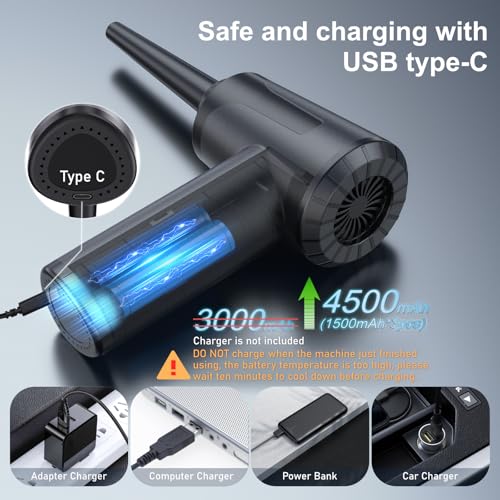 Cordless Electric Air Duster 100000RPM Black O9274