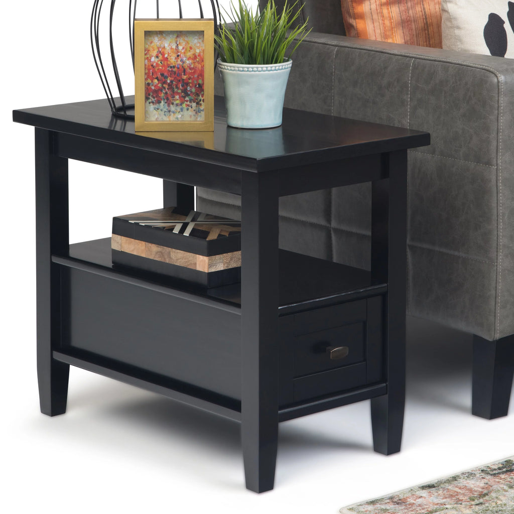Solid Wood 14 Inch Wide Tobacco Brown Side Table N1464