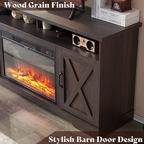 Farmhouse 63" Wood TV Stand with Fireplace P94928