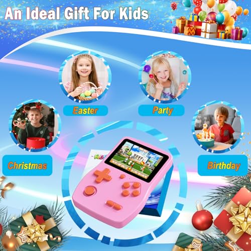 32 Bit Handheld Games with 139 Video Games 3.0 Inches IPS Screen Rechargeable Gaming Device (Blue) K162