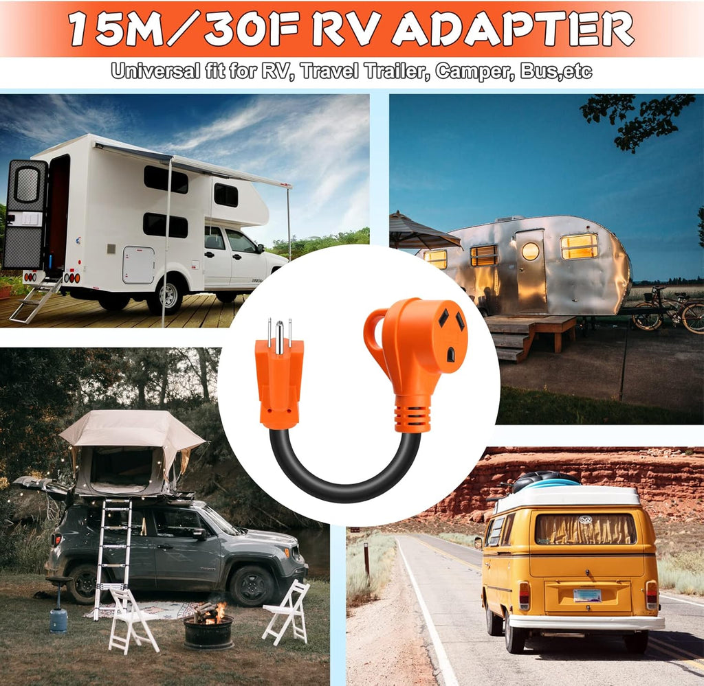 15A to 30A RV Power Adapter Cord with Grip Handle P9211
