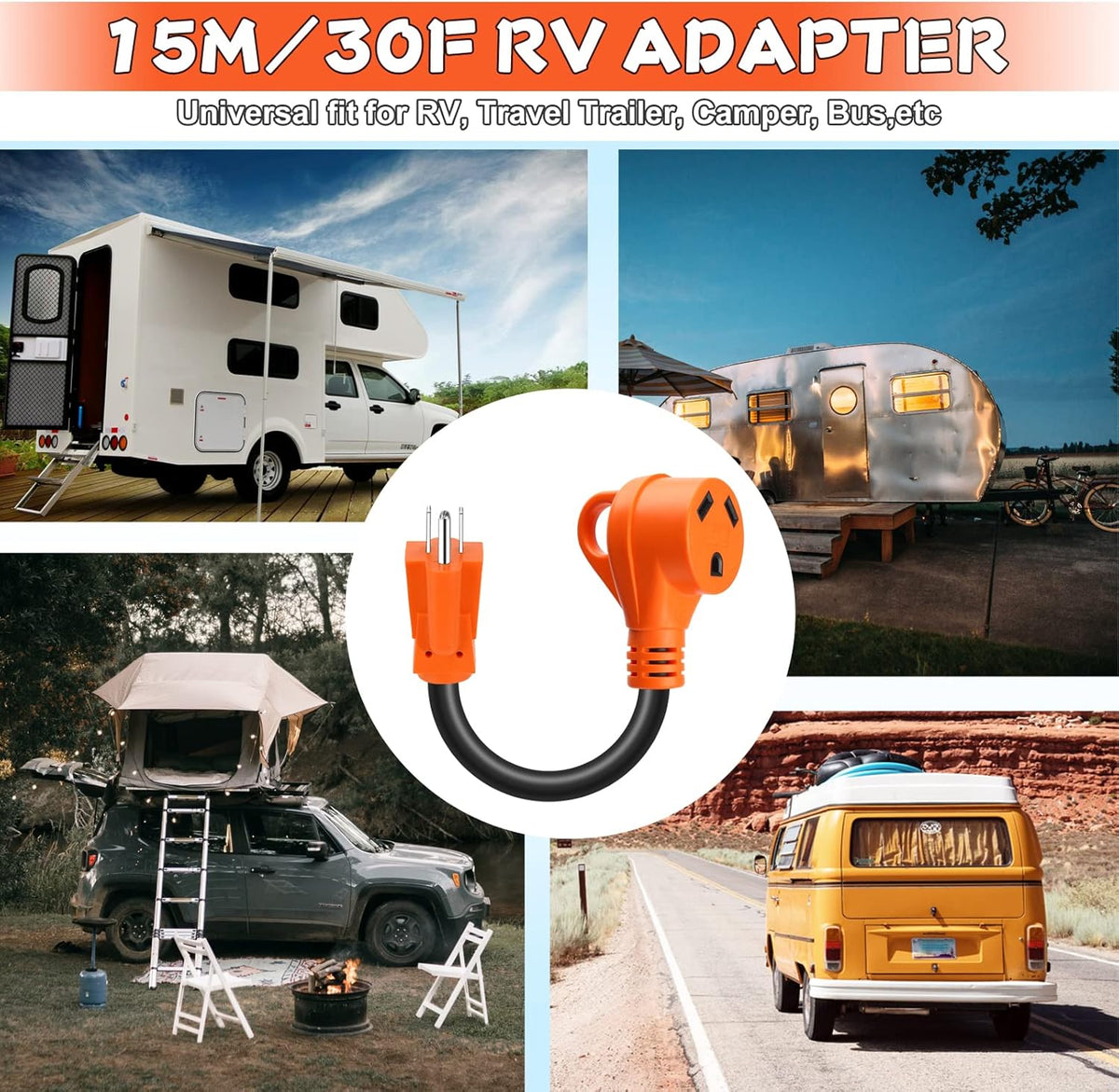 15A to 30A RV Power Adapter Cord with Grip Handle P9211