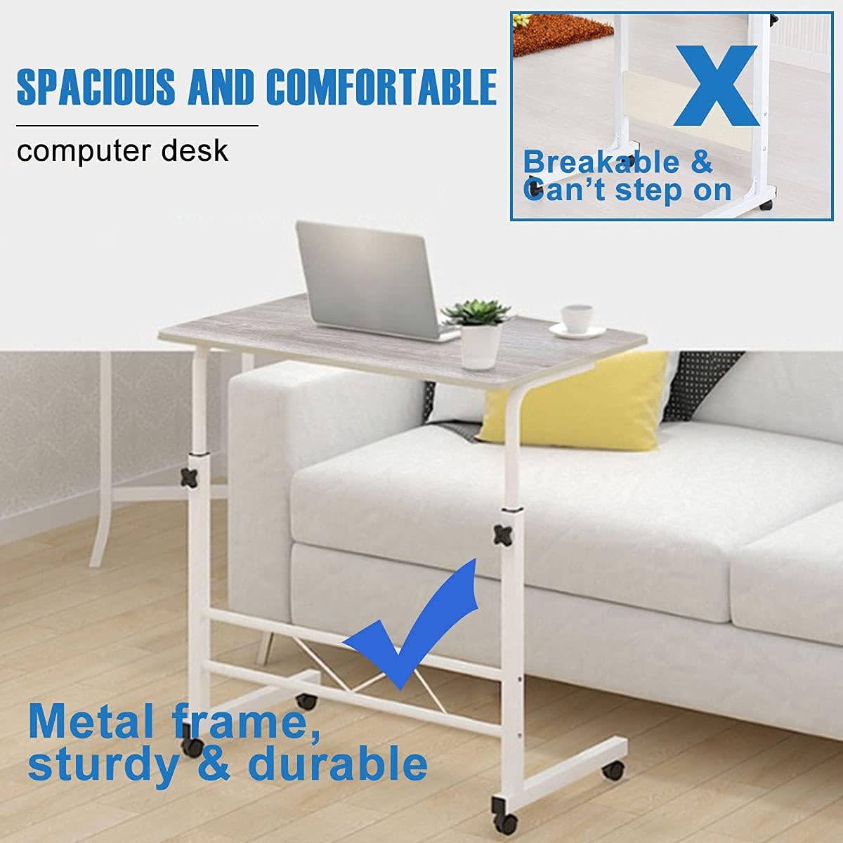 Adjustable Height Rolling Laptop Cart with Wheels J692