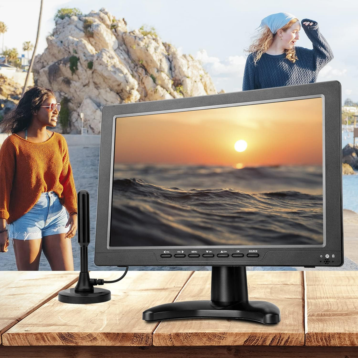 13.3 Inch Portable TV with ATSC Digital TV, Rechargeable Battery, HDMI Input A956