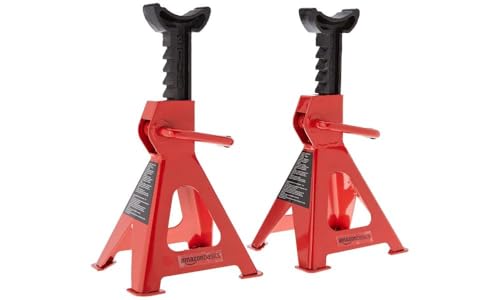 3 Ton Capacity Steel Auto Stands, 1 Pair, Black and Red P1168