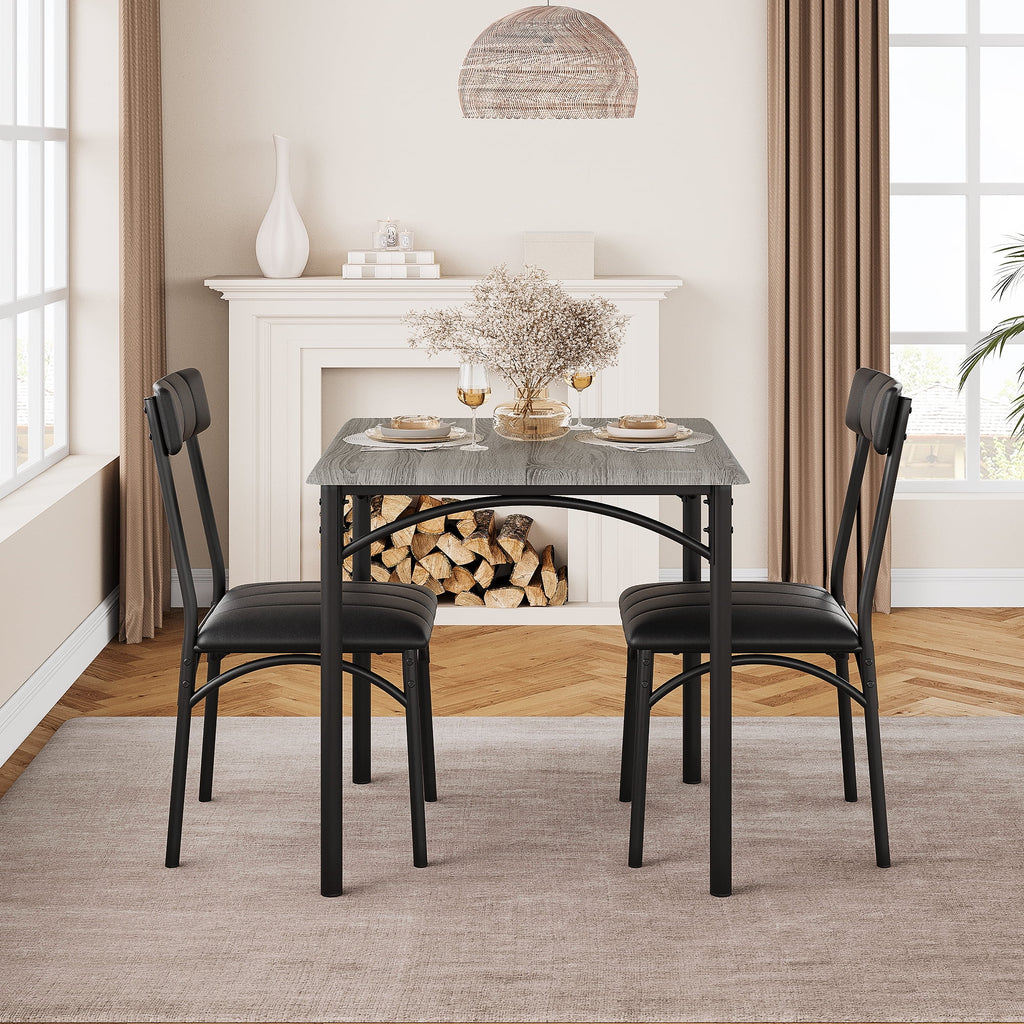 3 Piece Square Dining Table Set with 2 Upholstered Chairs C6516