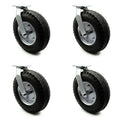 12x22 Pneumatic Swivel Caster Set of 4 Black Rubber Wheel C2431