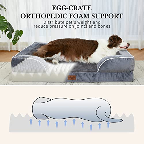 Jumbo Waterproof Orthopedic Memory Foam Dog Bed with Bolster and Removable Cover L343969