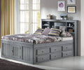 Charcoal Solid Pine Bookcase Bed with 6 Drawers L435404