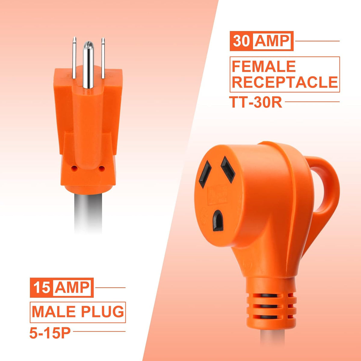15A to 30A RV Power Adapter Cord with Grip Handle P9211