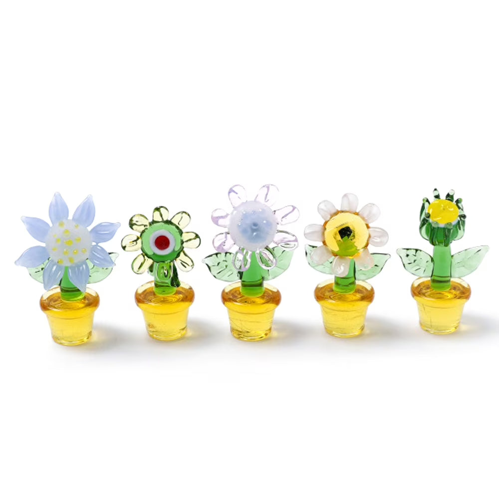 Handmade Blown Glass Cactus Figurines Desk Decorations K1857