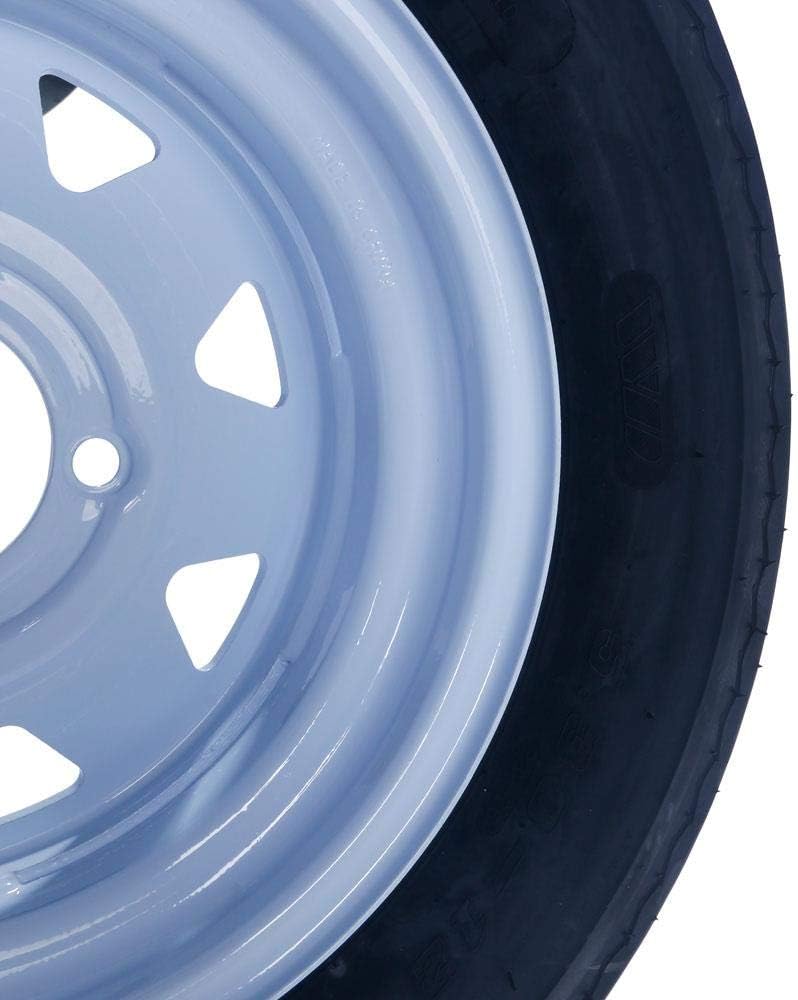 Set of 2 12" Trailer Tires Rims 5.30-12 4 Lug White Spoke Wheel Z2589