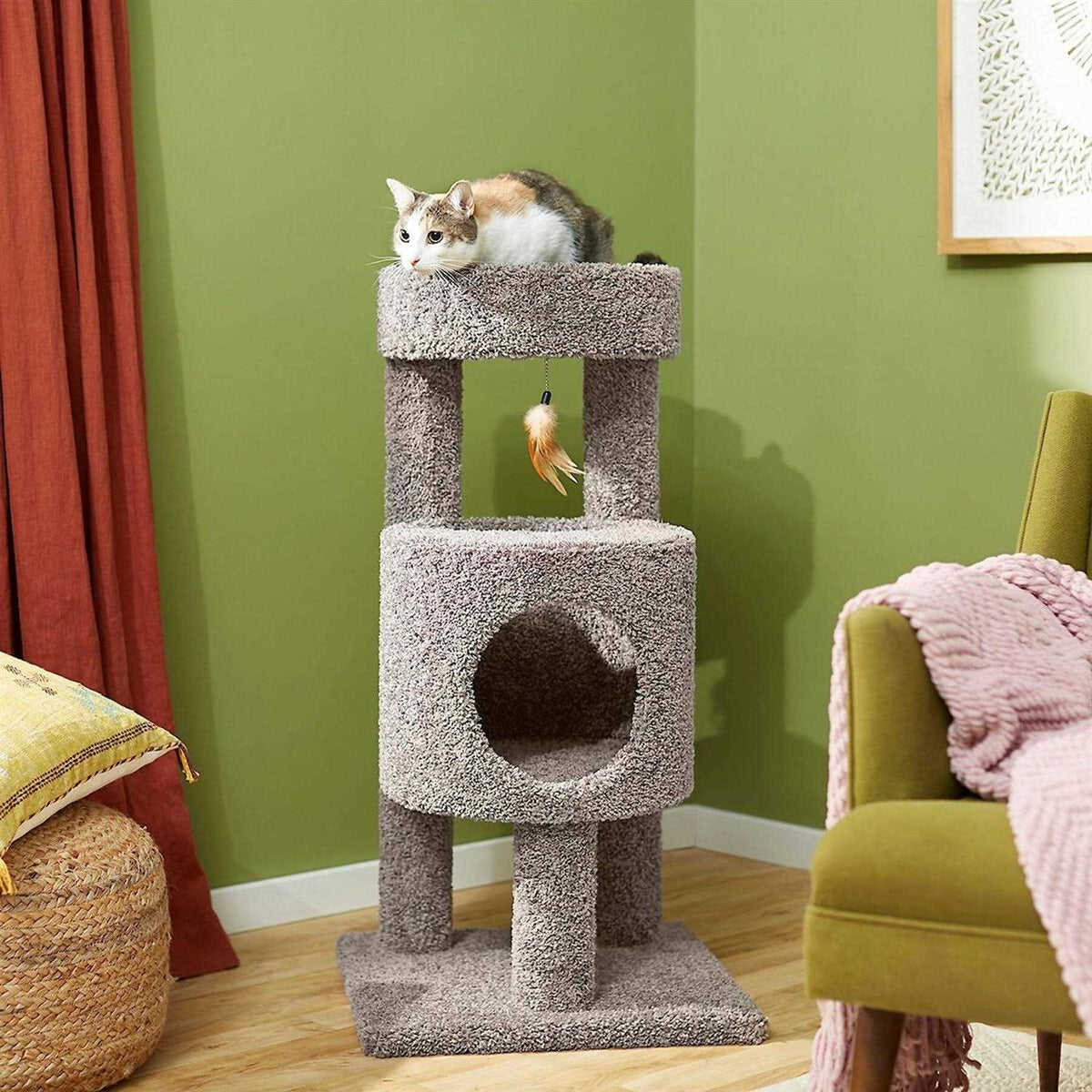 36-in Real Carpet Wooden Cat Tree H11488