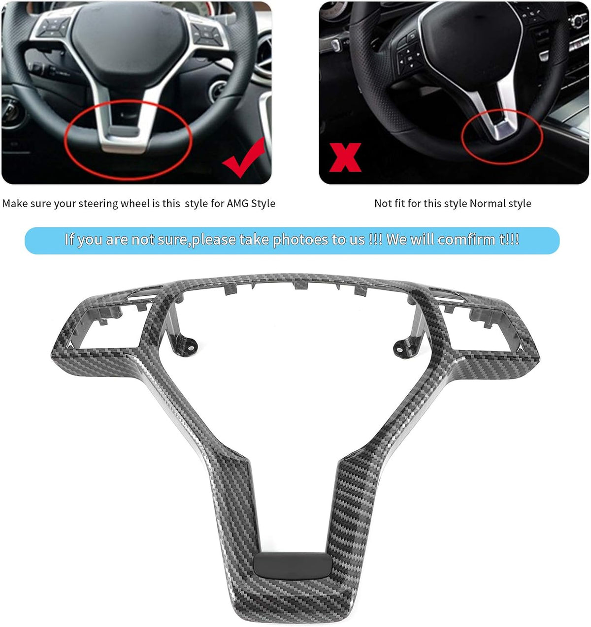 Carbon Fiber Steering Wheel Cover Trim Sticker Kit Car Interior Decoration S654