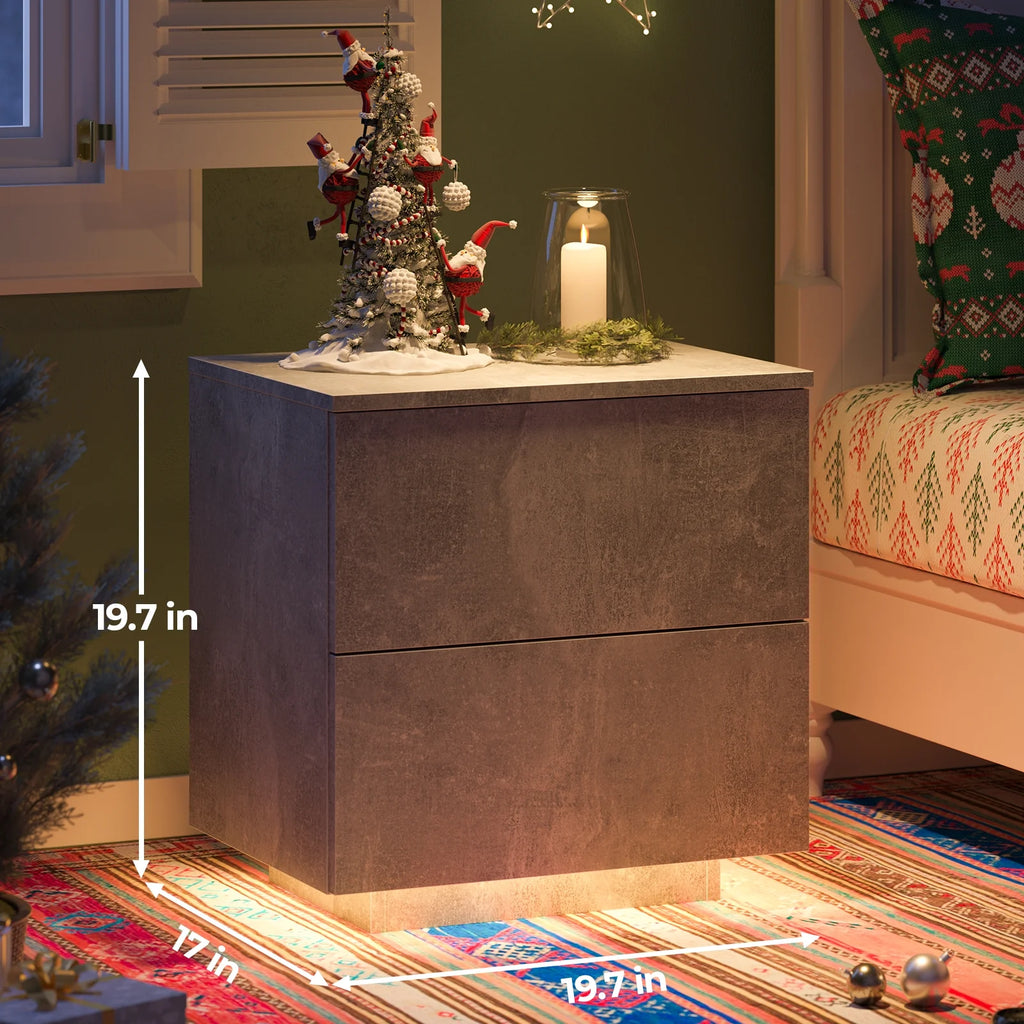LED Nightstands Set of 2 with 2 Drawers X390
