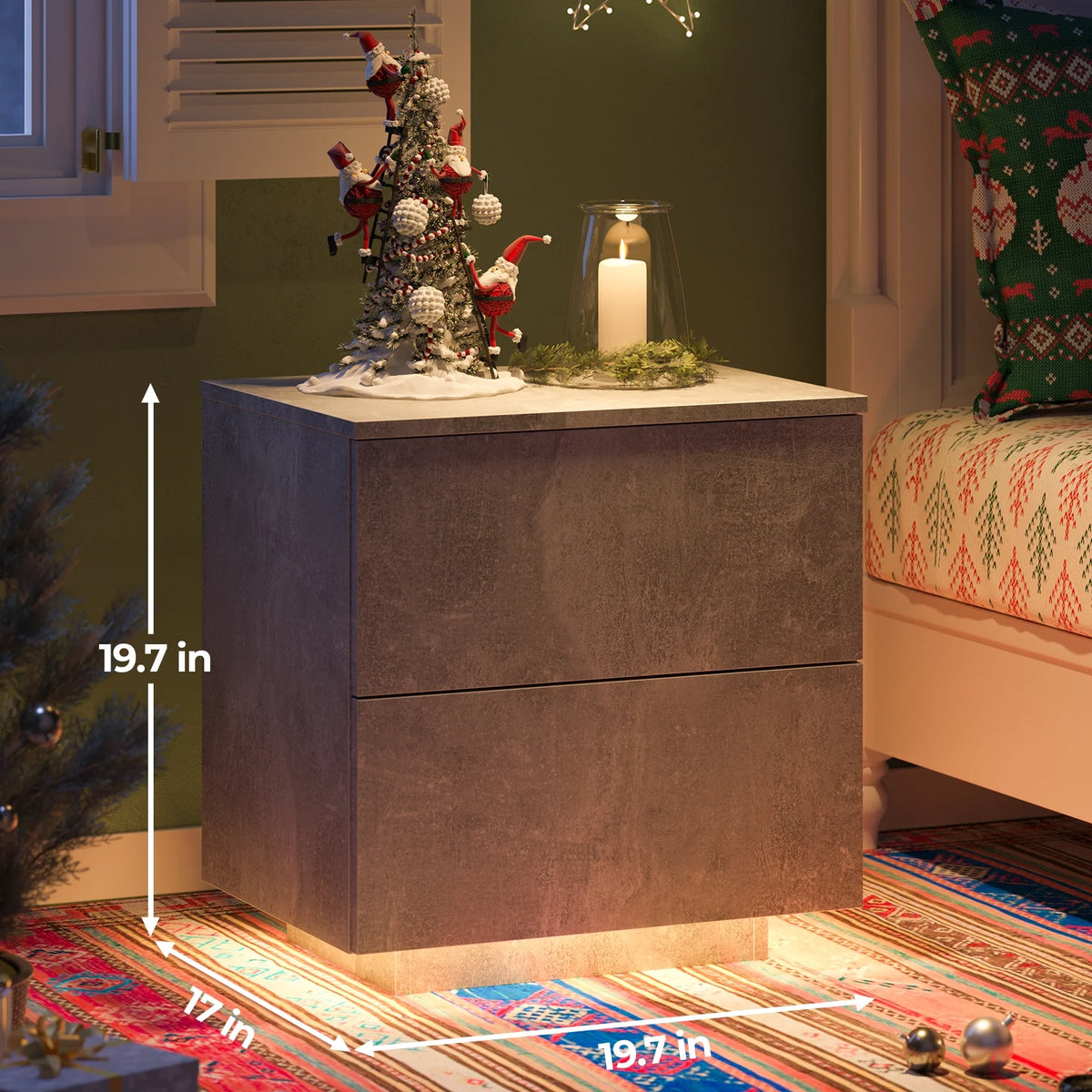 LED Nightstands Set of 2 with 2 Drawers X390