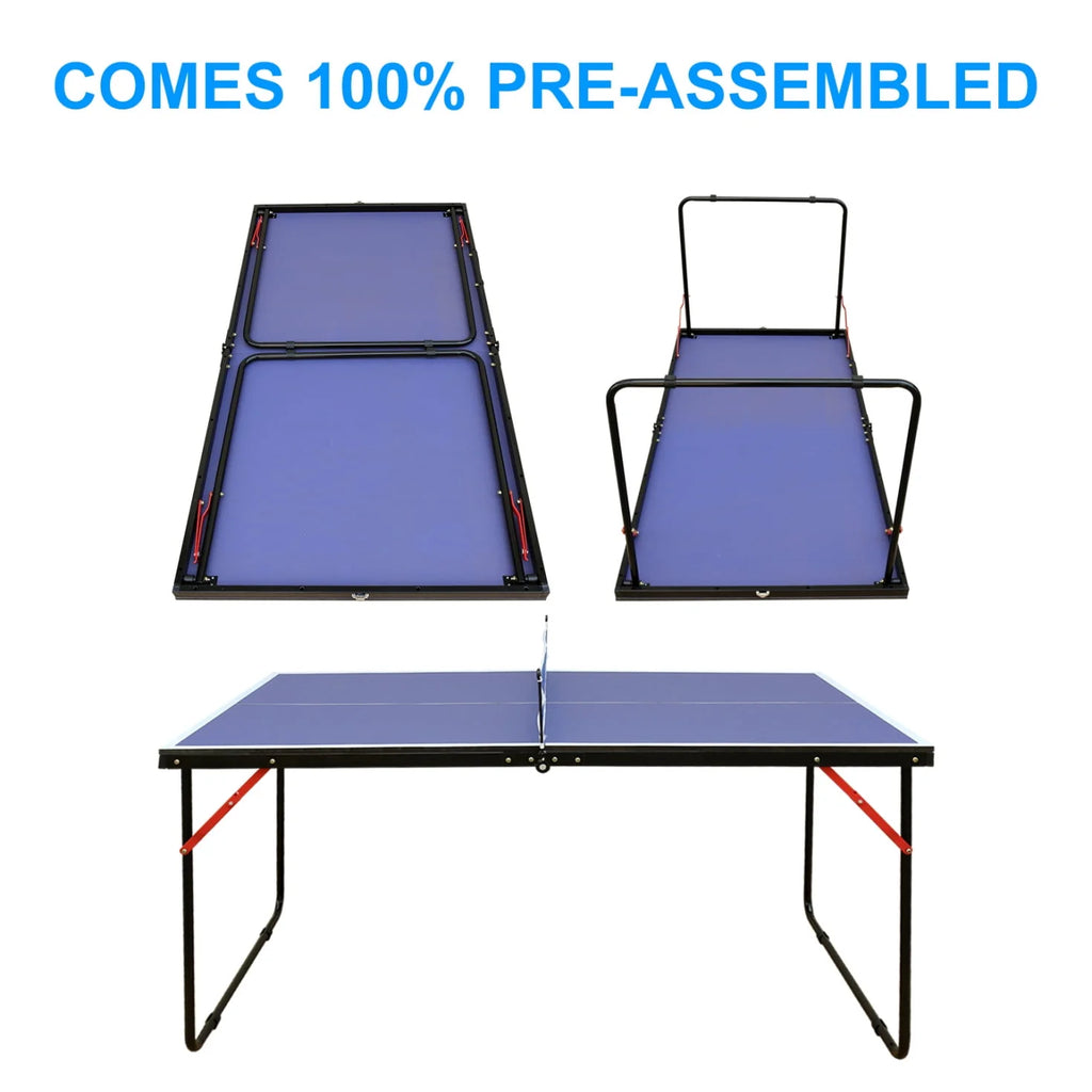 Foldable Ping Pong Table Set with Net, 2 Paddles and 3 Balls, Blue C63602