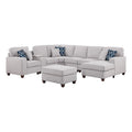 Light Gray Linen Fabric Upholstered Sectional W989