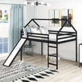 White Wood Twin Loft Bed with Slide and Staircase Storage X7795
