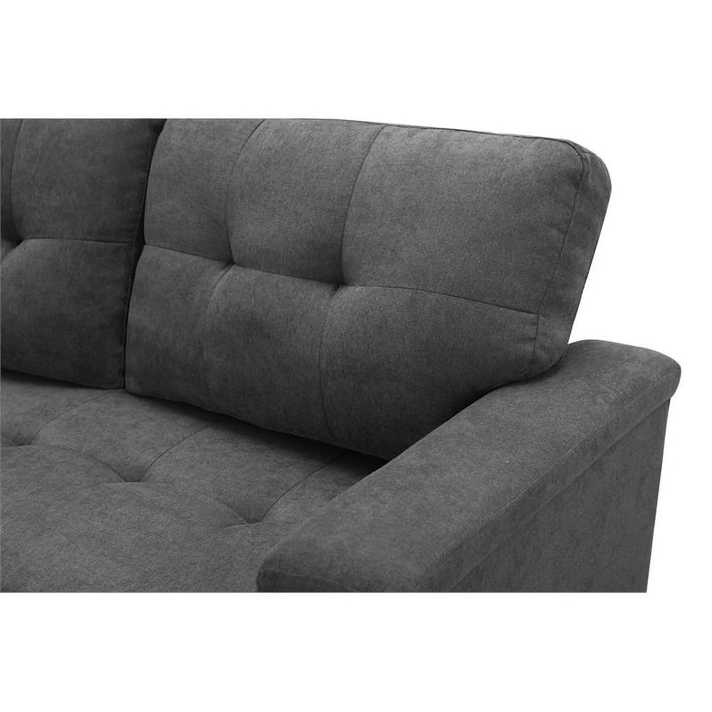 Gray Woven Fabric Sectional Sleeper Sofa with Storage and USB Charger U733711