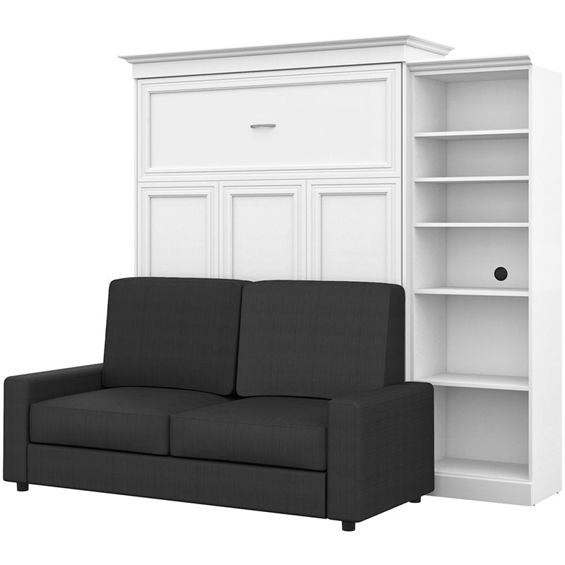 White Gray Wood Queen Murphy Bed with Sofa X82024
