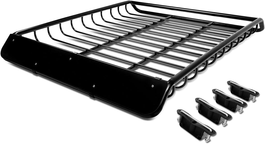 Black Mild Steel Roof Rack Cargo Carrier Basket A294447