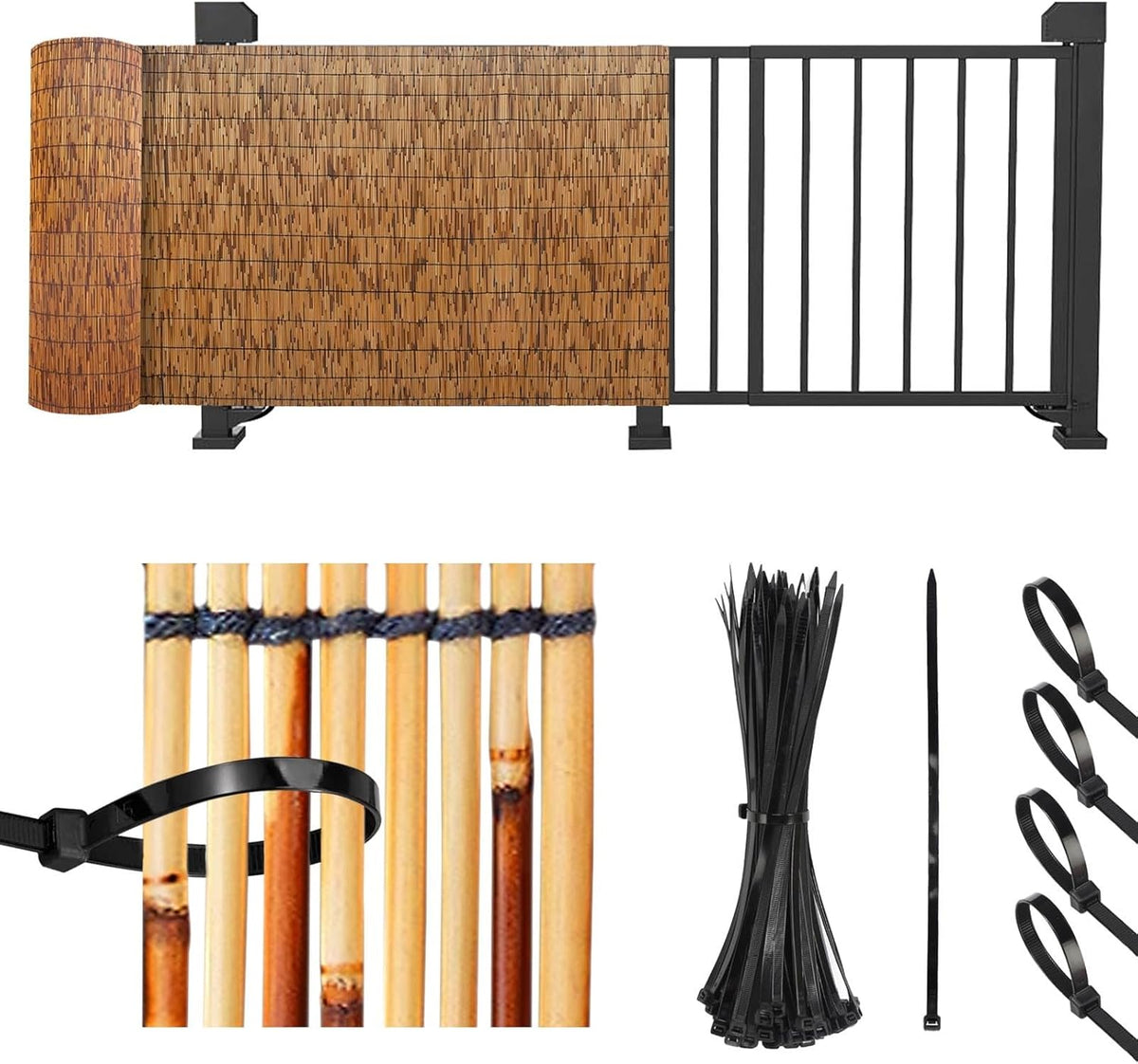 Natural Bamboo Privacy Screen Fence 2.3x15ft C612