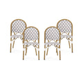 Set of 4 Gray White Bamboo Finish Outdoor Bistro Chair C538922