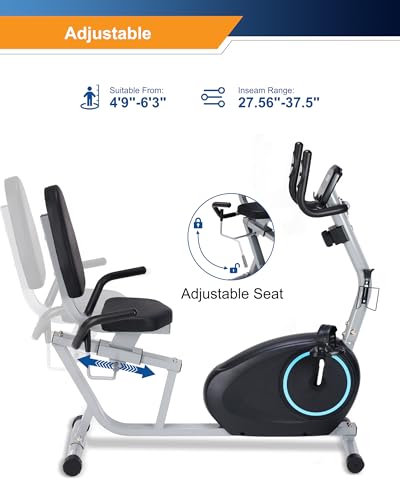 Recumbent Exercise Bike with 400LB Weight Capacity, Pulse Sensor, 16-level Resistance, LCD Monitor T87099
