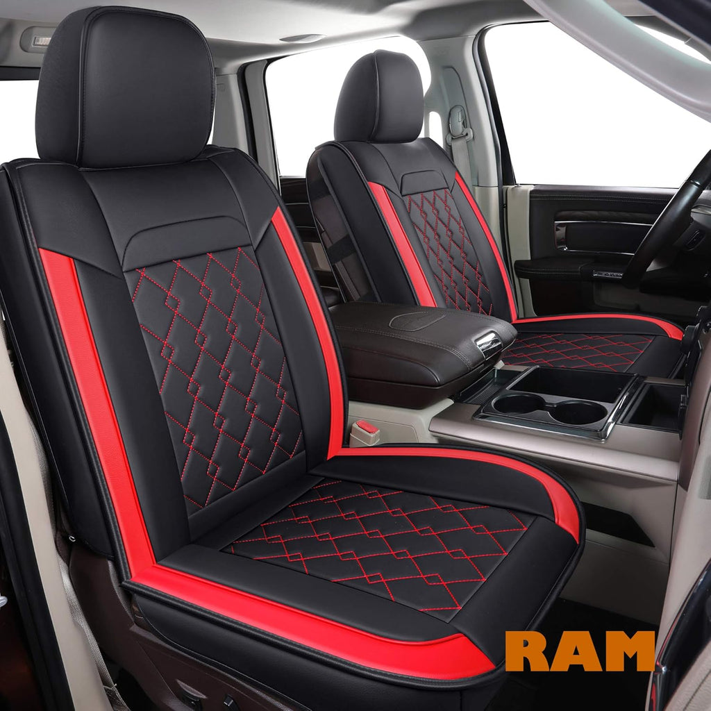 Black Blue Waterproof Faux Leather Seat Covers Full Set V3553