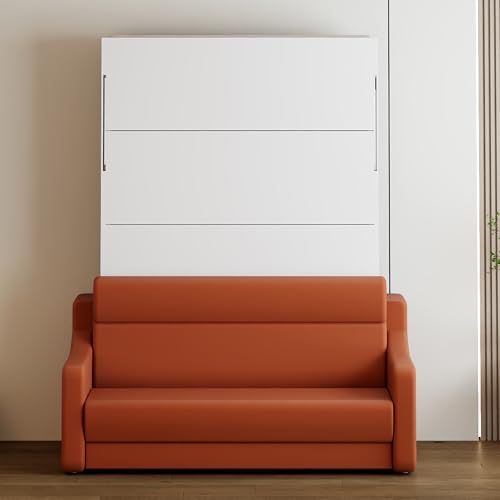 White Full Size Murphy Bed Cabinet with Shelf and Drawers W63441