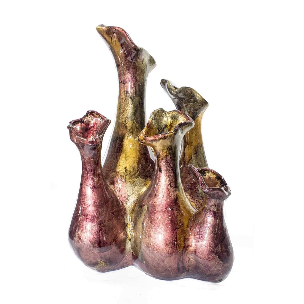 Copper Red Gold Ceramic 5-Bud Vase L493405