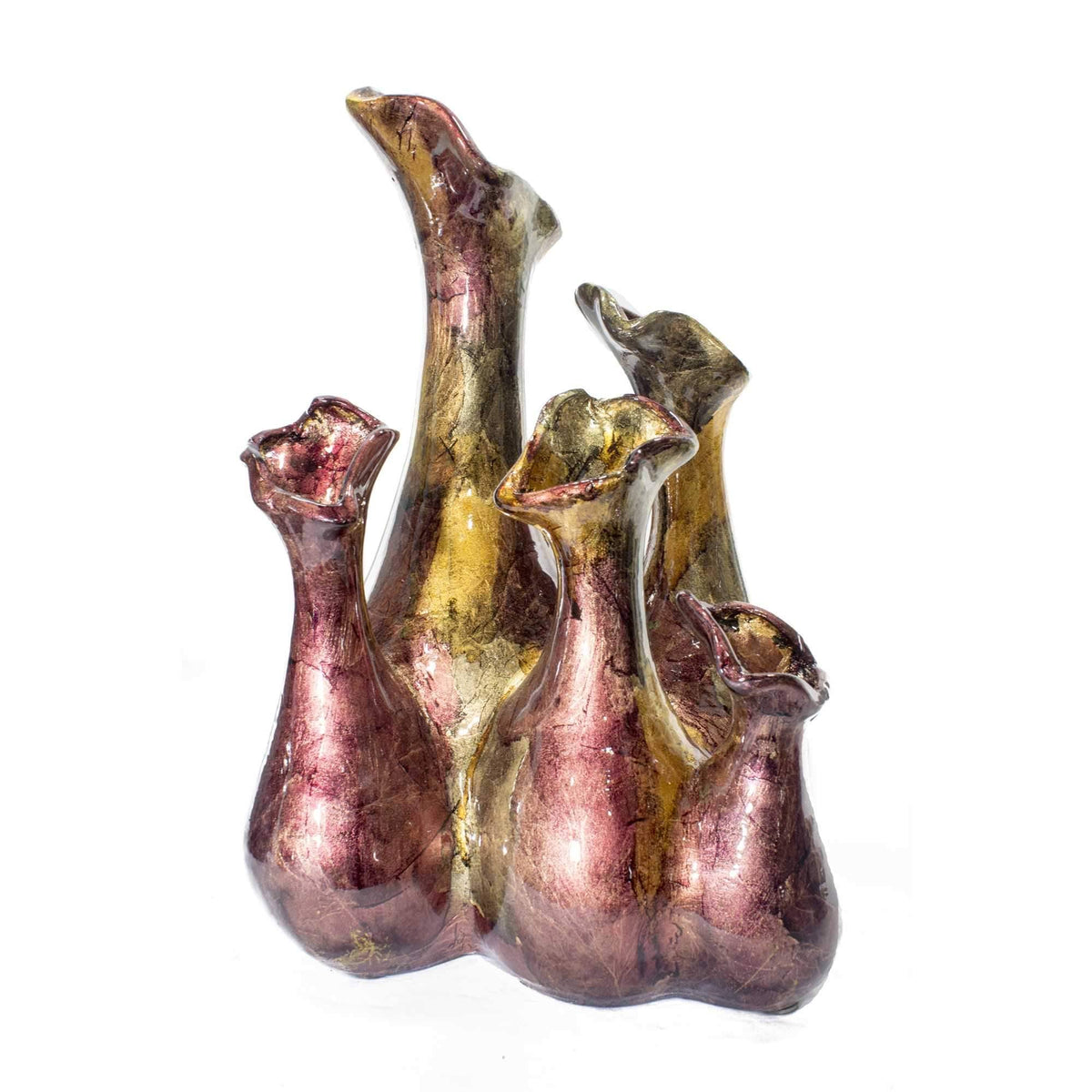 Copper Red Gold Ceramic 5-Bud Vase L493405