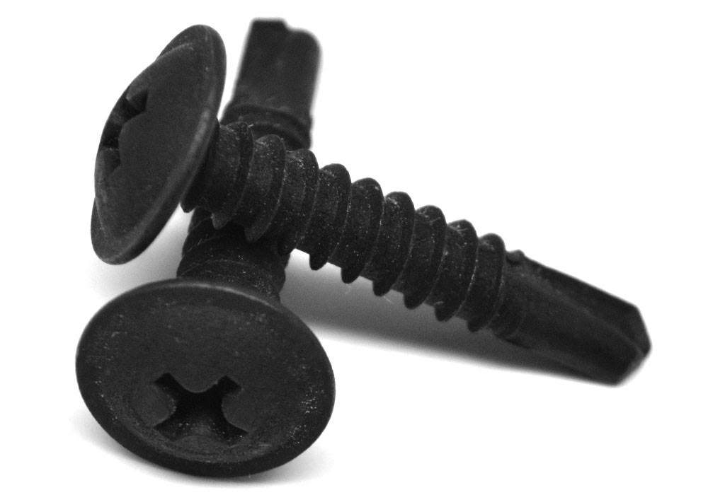 #10-16 x 1 Self Drilling Screw Phillips Low Carbon Steel Black Phosphate A9176