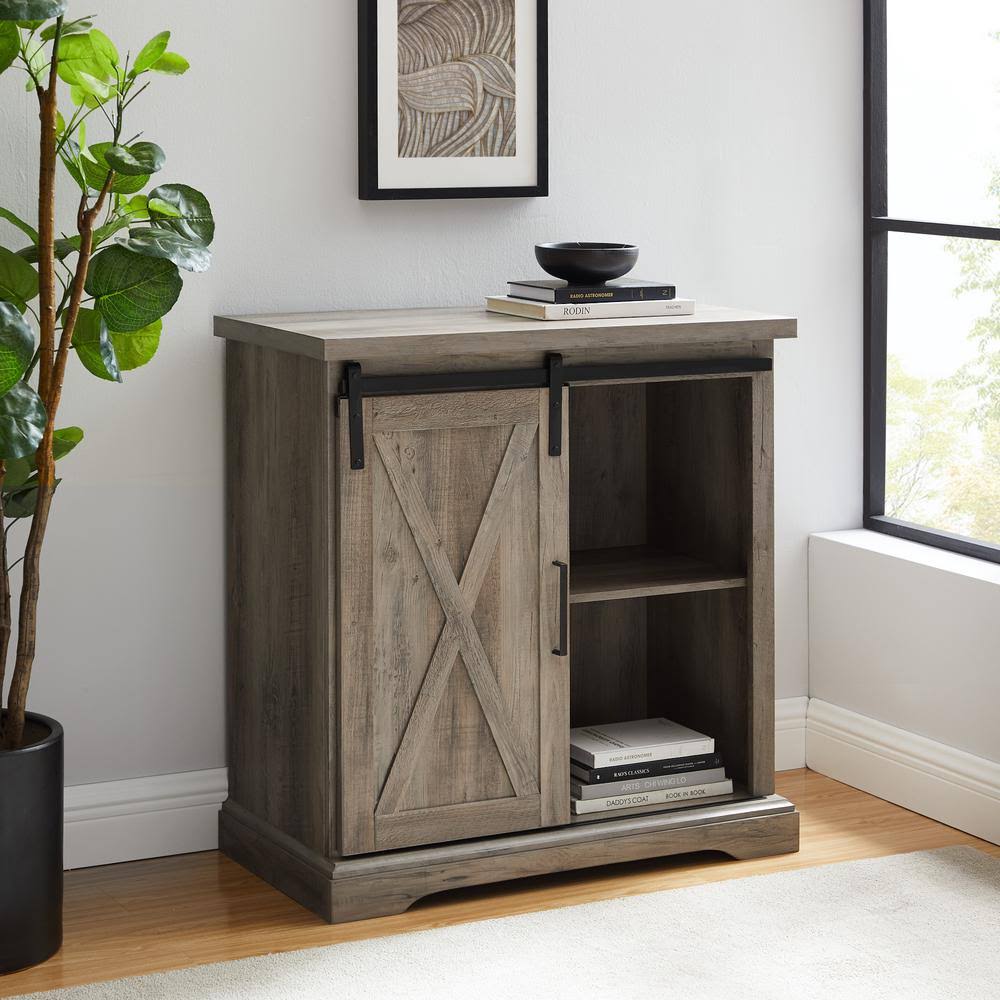 Grey Wash Rustic Accent Cabinet V4605
