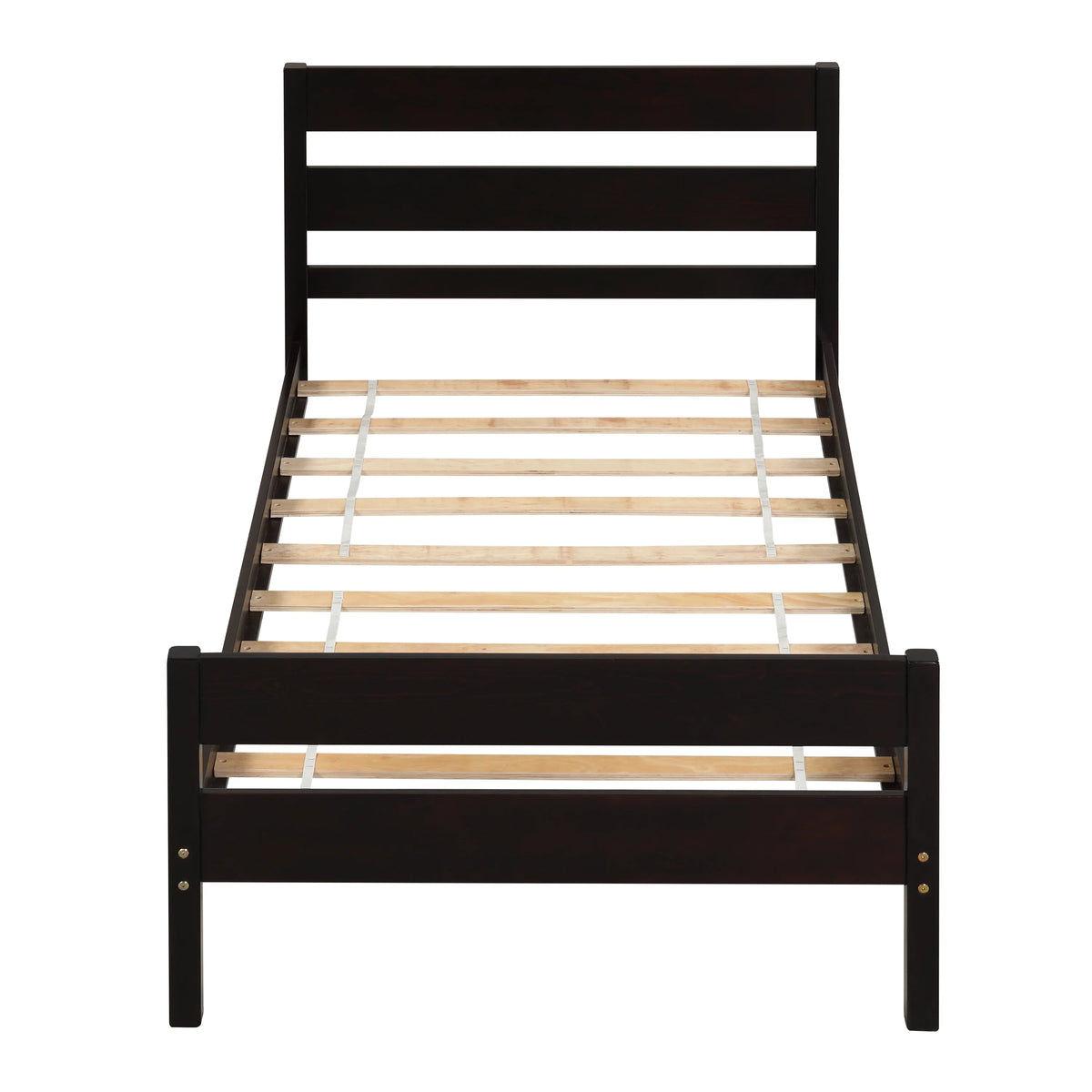 Twin Size Pine Wood Platform Bed Frame with Headboard and Footboard N697