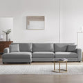 Beige Oversized Corduroy L Shaped Sectional Sofa with Chaise G37915