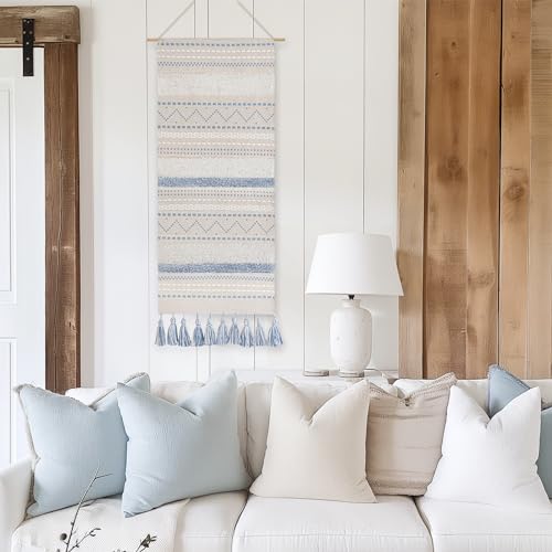 Cream Beige 16x39 INCH Woven Tassel Wall Hanging Tapestry G429