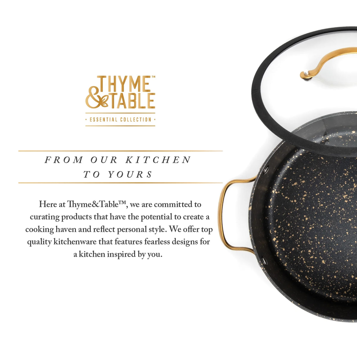 Non-Stick 5 QT Stock Pot with Glass Lid, Black & Gold J814222