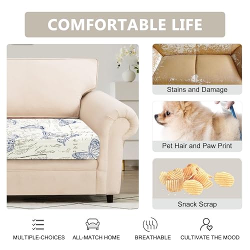 Waterproof Couch Cushion Covers Replacement, Washable Sofa Chair Seat Cushion Covers Soft Jacquard Couch Cushion Slipcovers Stretch Furniture Protector (Medium, Light Grey) J363239