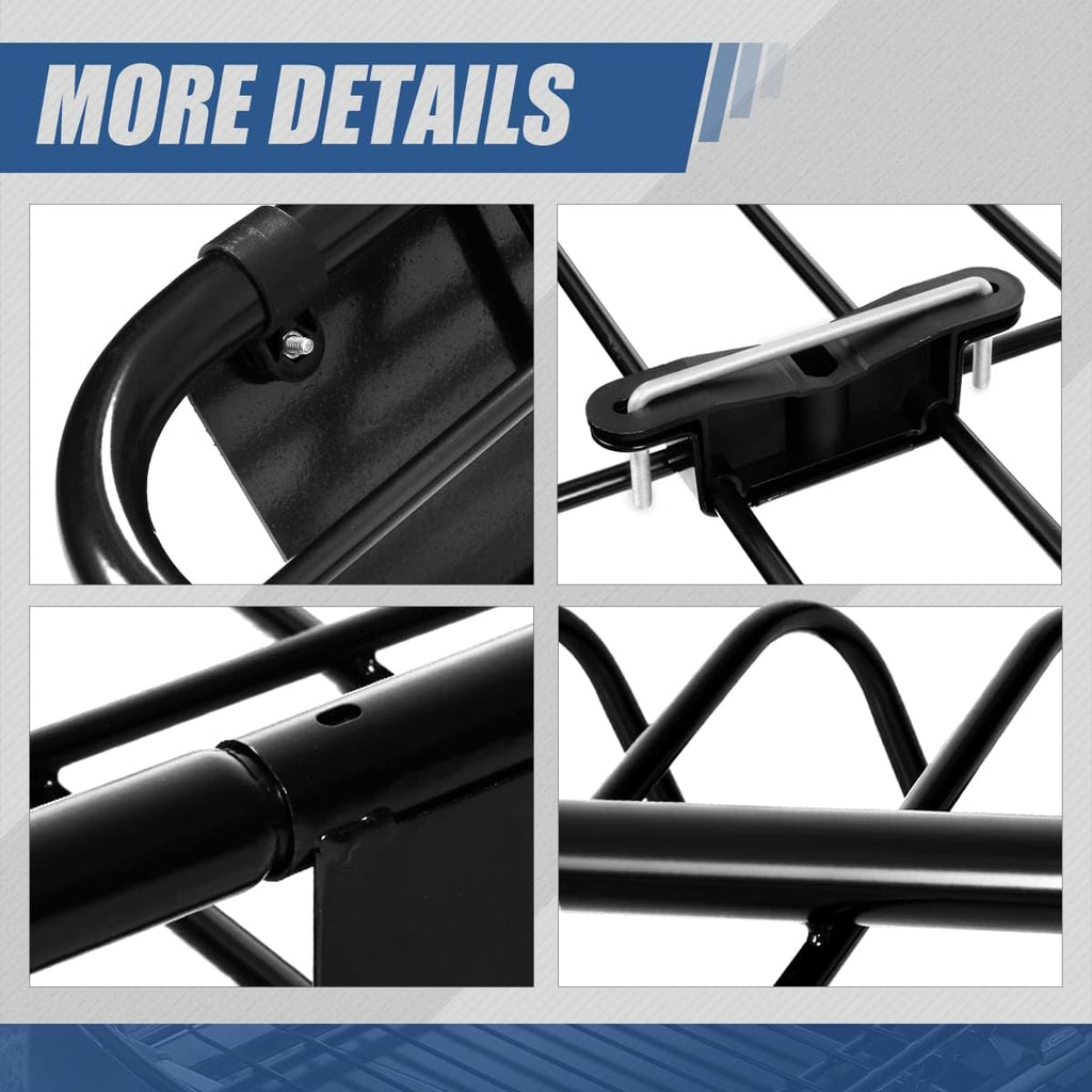 Black Mild Steel Roof Rack Cargo Carrier Basket A294447
