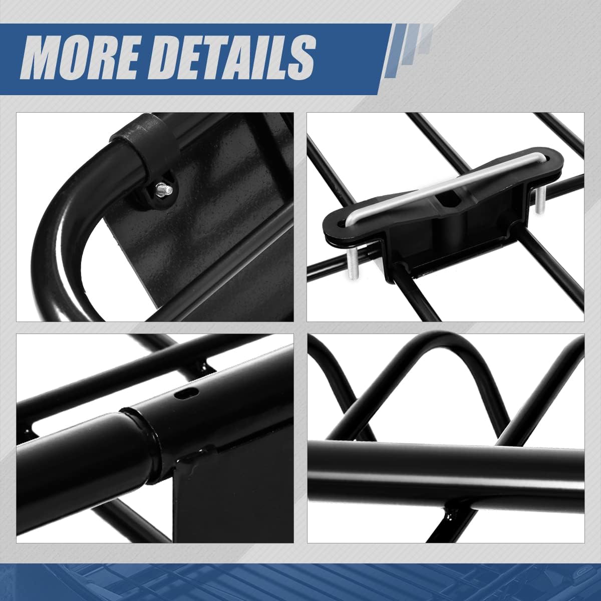 Black Mild Steel Roof Rack Cargo Carrier Basket A294447
